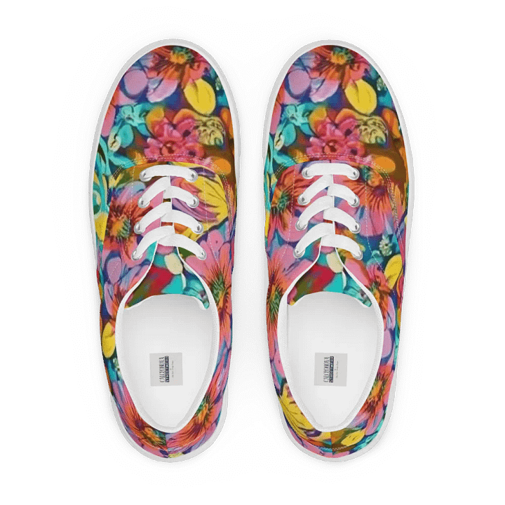 Abstract Floral Pastel 2 _ Custom Lace Up Shoes _ Calceonova Streetwear Woman Sneakers product image (2)