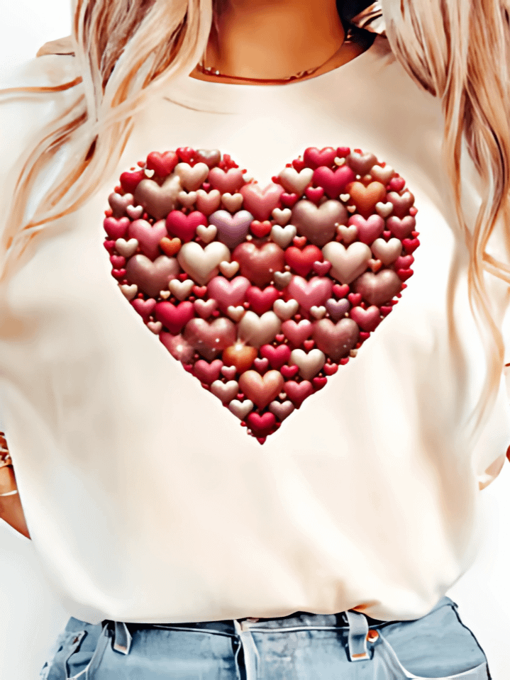 Red Hearts Sublimation Design – Gold Glitter Valentine Art – Love Theme PNG for T-Shirts – 300 DPI Instant Download product image (1)