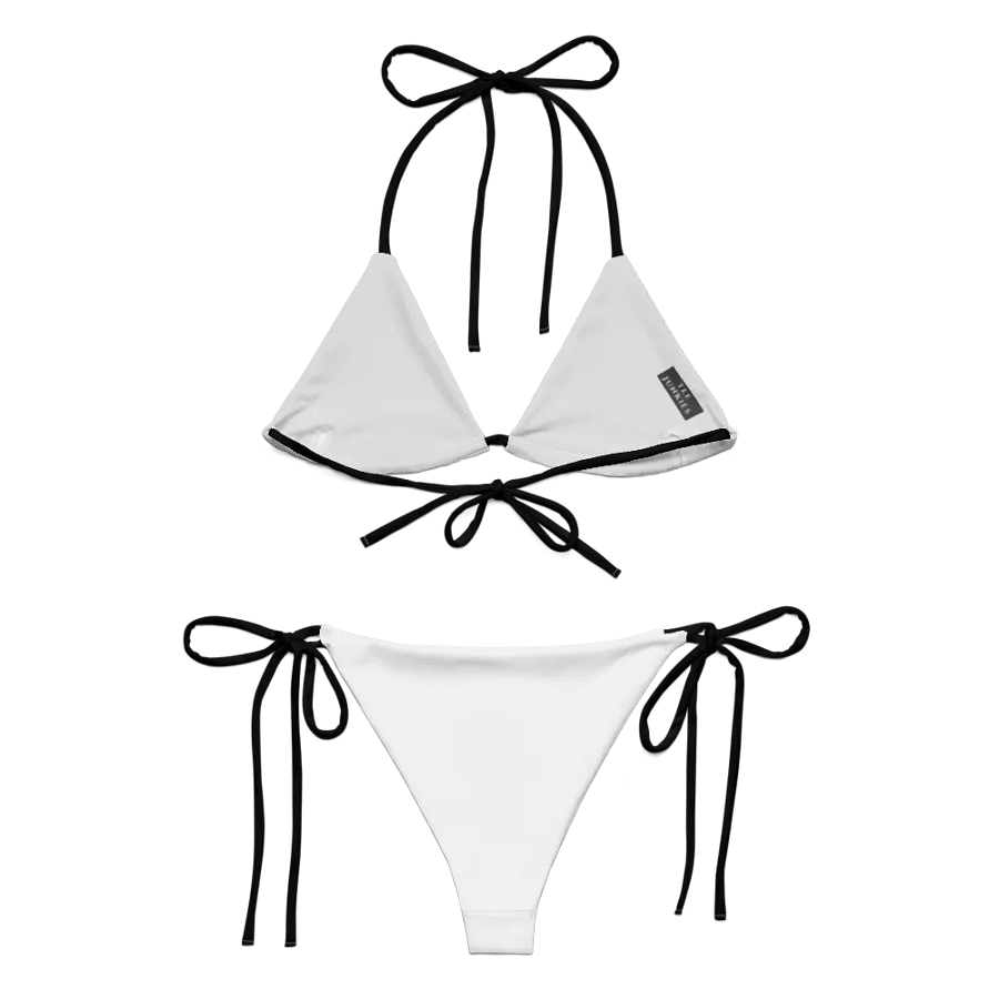 White Low Rise Cheeky String Bikini, Mardi Gras Top, White Bottoms product image (9)
