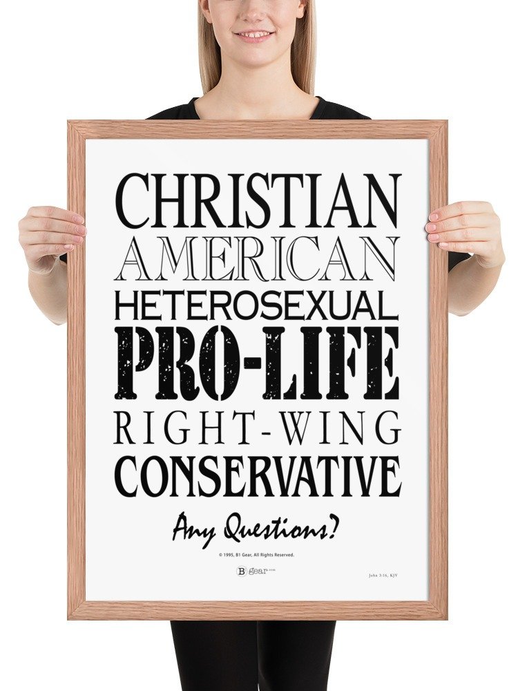 Patriotic Conservative Christian, Pro Life Right Wing Framed poster, Heterosexual American Pride Poster, Political Graphic Poster Print product image (4)
