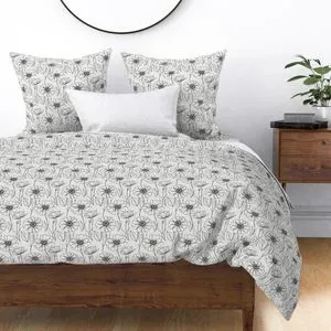 Seamless Pattern - Sketched Daisies in Black and White product image (2)