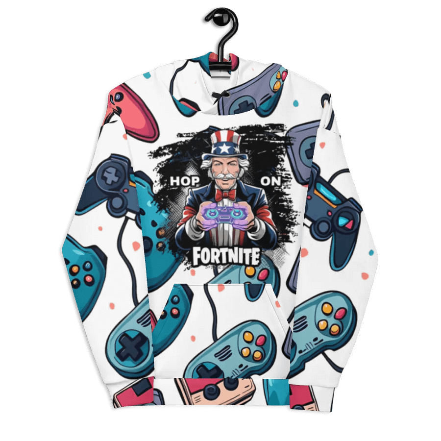 Hop On Fortnite Patriotic Gamer Custom All-Over Hoodie product image (7)