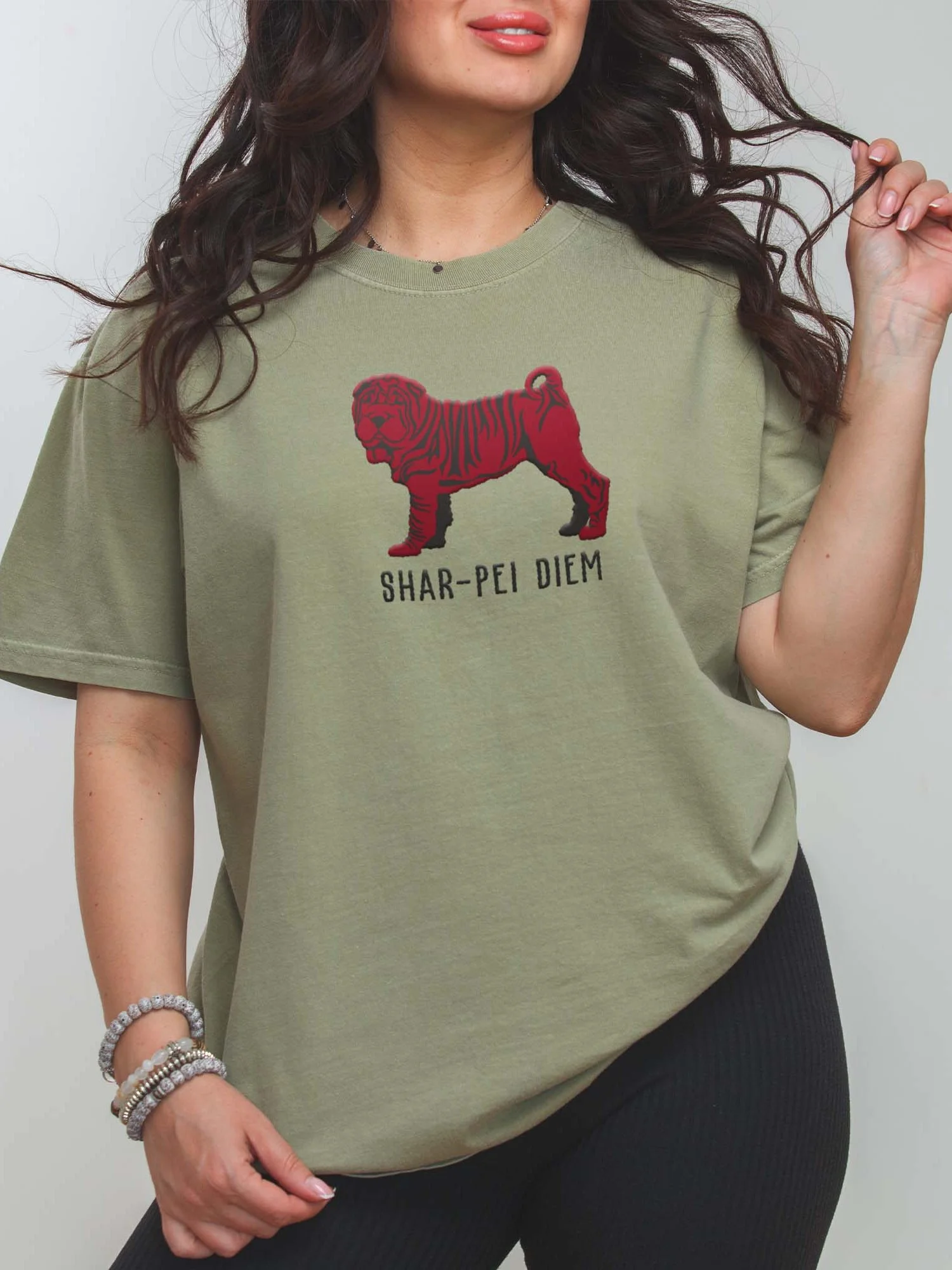 Shar-Pei Diem T-Shirt(Embroidered) of a Chinese Shar-Pei(Chocolate) product image (2)