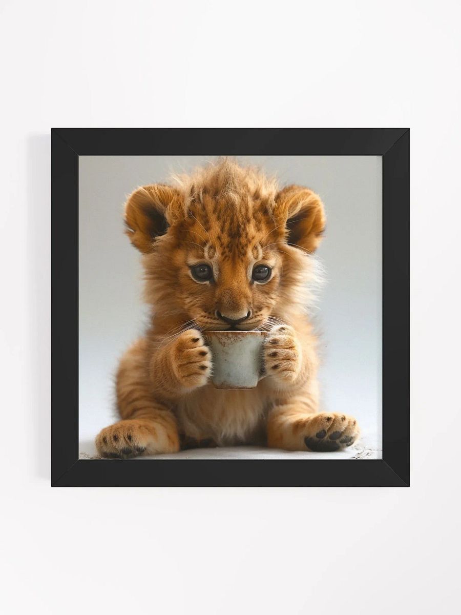 Coffee Lover Cute Baby Lion Cub Wall Art product image (2)