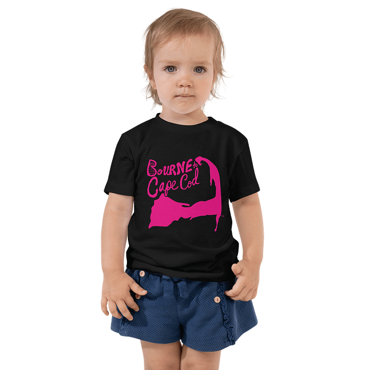 BOURNE to Cape Cod™ | DTG Vintage Print | Toddler T-Shirt | BRN.2C.C.™ Back Logo | Soft Coastal Tee for Little Explorers | Vibrant Pink Logos product image (1)