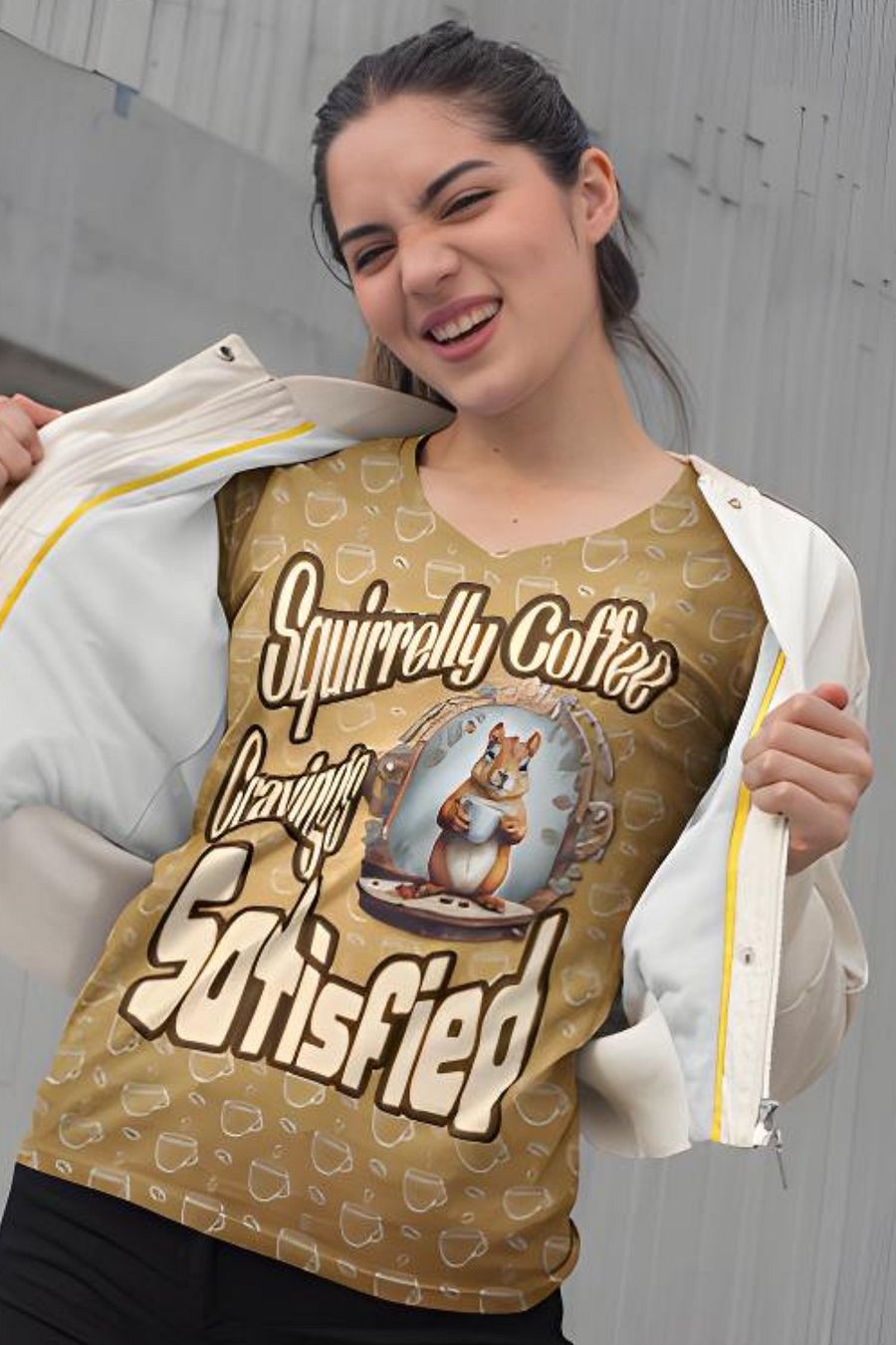 Squirrelly Coffee Cravings Satisfied All Over Print T-shirt product image (1)
