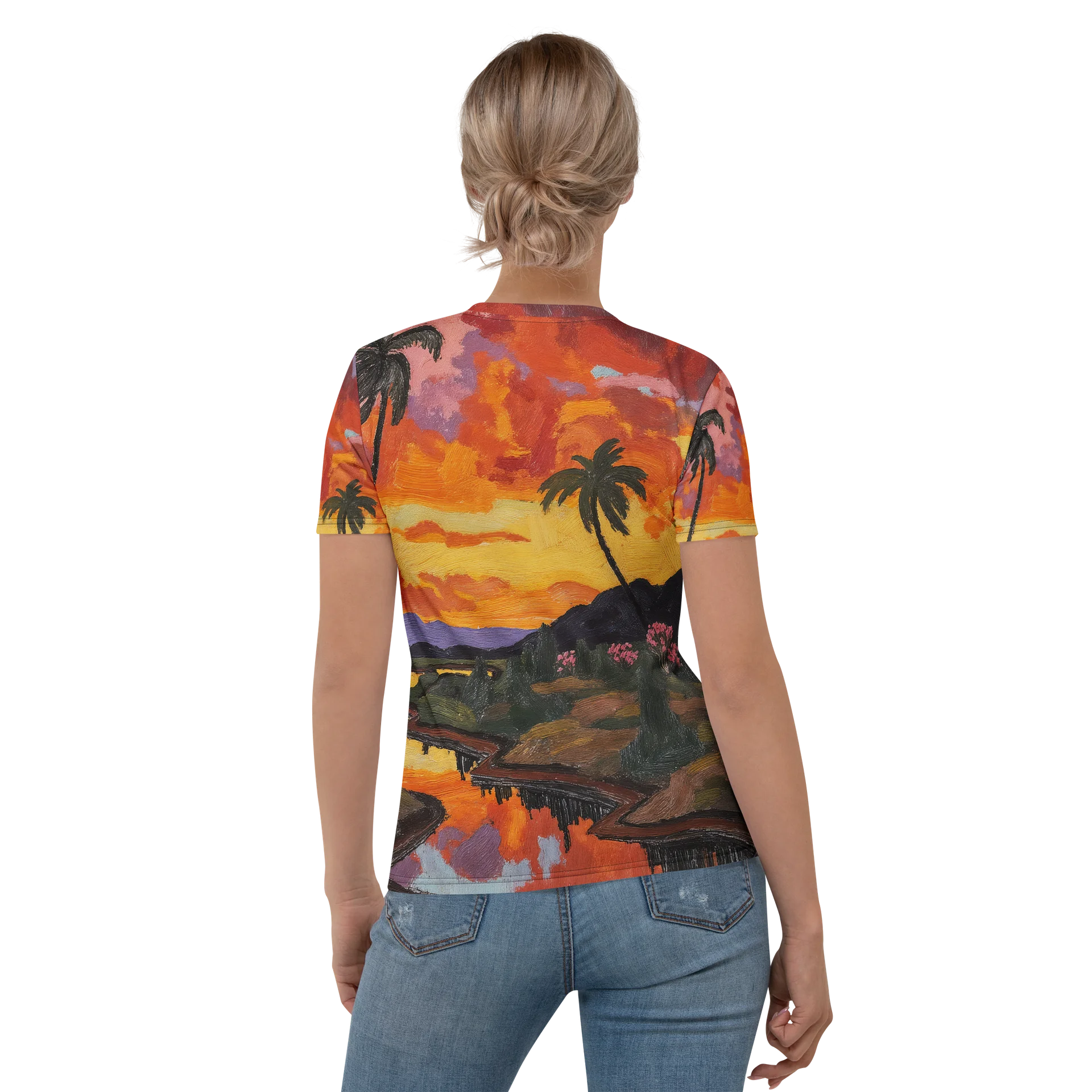 Dreamscape Palm trees and sunset landscape All-Over Print Women's T-Shirt product image (1)