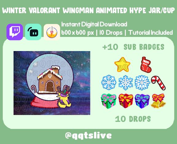 ANIMATED Winter LITTLE HELPER Twitch Hype Jar - Stream Tip Cup+Sub Badges/2 Layers - 5 Outfit/Prop Options - 10 Bit Options+Set Up Tutorial product image (2)