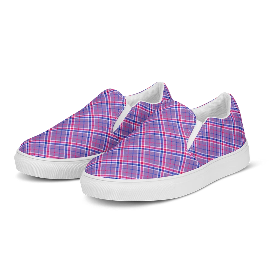 Lavender, Magenta, and Blue Plaid Women's Slip-On Shoes product image (3)