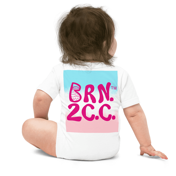 BOURNE to Cape Cod™ | Baby One-Piece with Snaps | BRN.2C.C.™ Logo Back | Ultra-Soft Cotton Bodysuit for Coastal Cuties | Vibrant Pink Logos on a Patriotic Pastels Graphic product image (8)