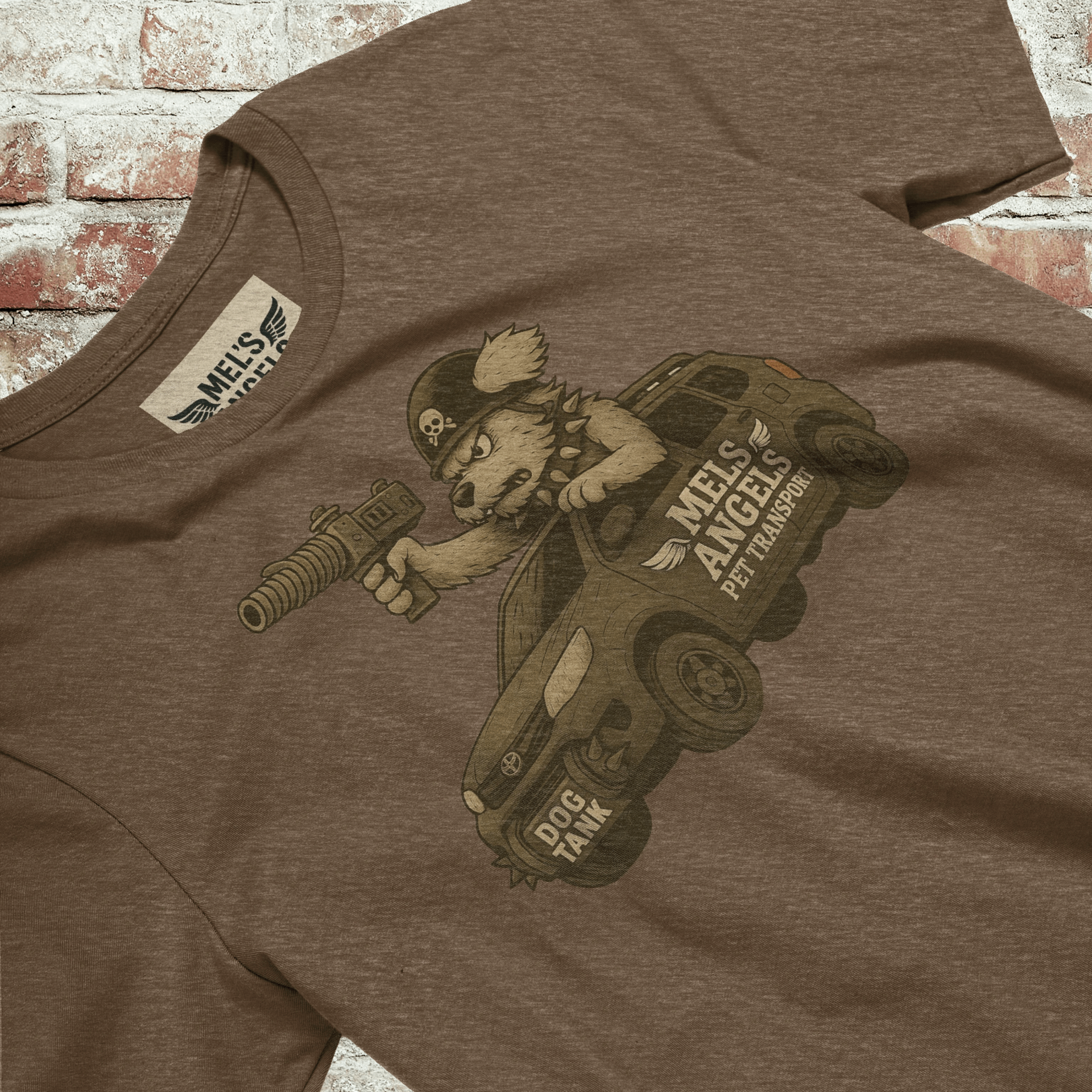 Mel’s Angels “Dog Tank” T-Shirt – Bella+Canvas Unisex Graphic Tee, Military-Style Rebel Dog Apparel product image (2)
