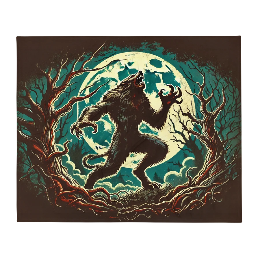 Werewolf Under a Full Moon Throw Blanket product image (2)