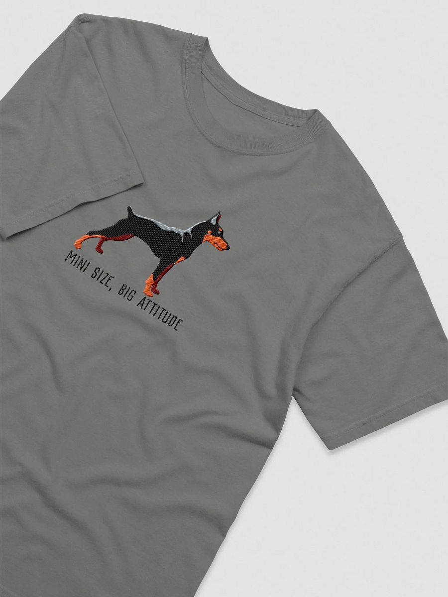 Mini Size, Big Attitude T-Shirt(Embroidered) of a Mini Pinscher(Black & Tan) product image (16)