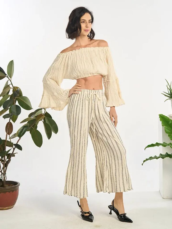 Off Shoulder Butterfly Sleeve Crop Top product image (1)