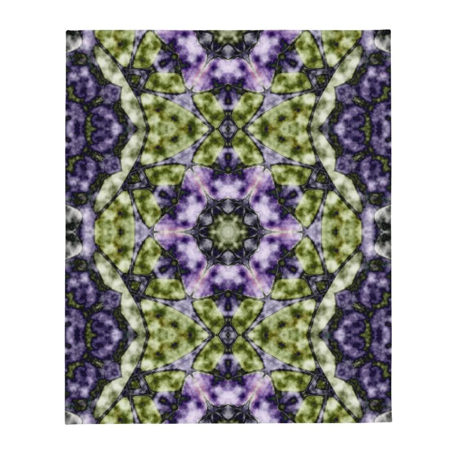 Bohemian 6 Pointed Madala Green and Purple/ Throw Blanket by Allcolor product image (1)