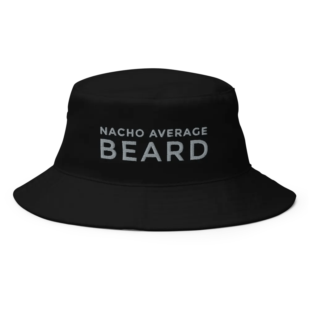 Nacho Average Beard Black Bucket Hat (Grey Embroidery) product image (1)