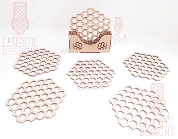Honeycomb Coasters (6) Set 3 - Laser Cut Files product image (2)