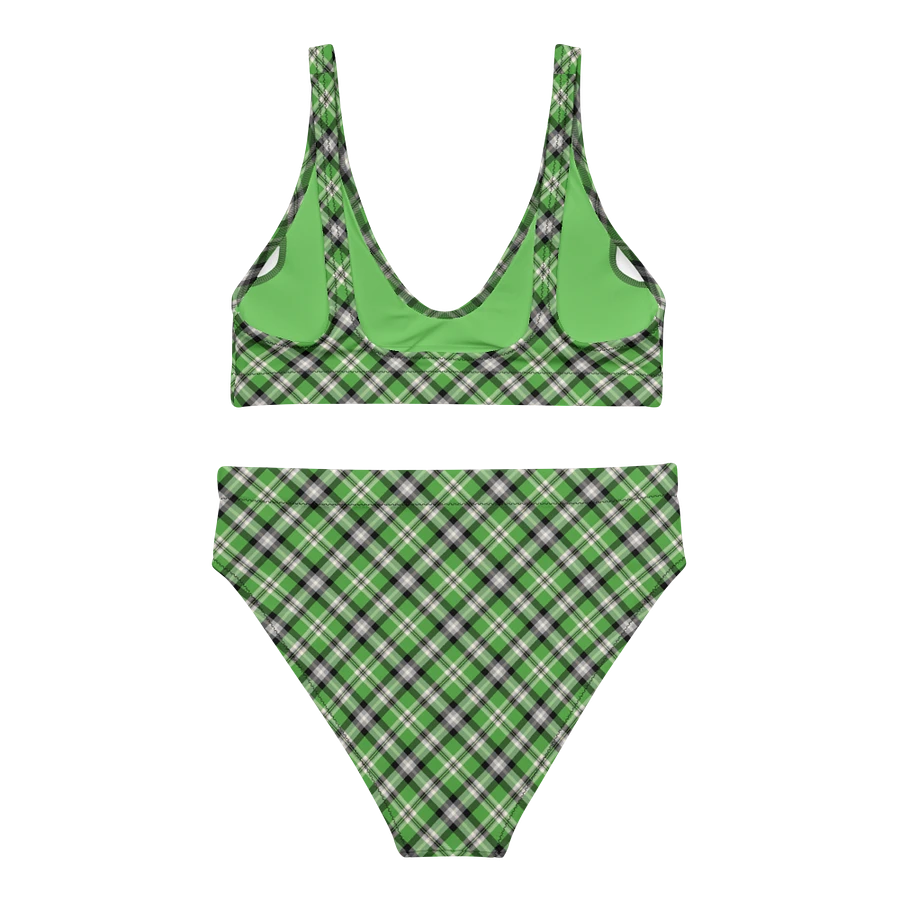 Bright Green, Black, and Gray Plaid Bikini product image (4)