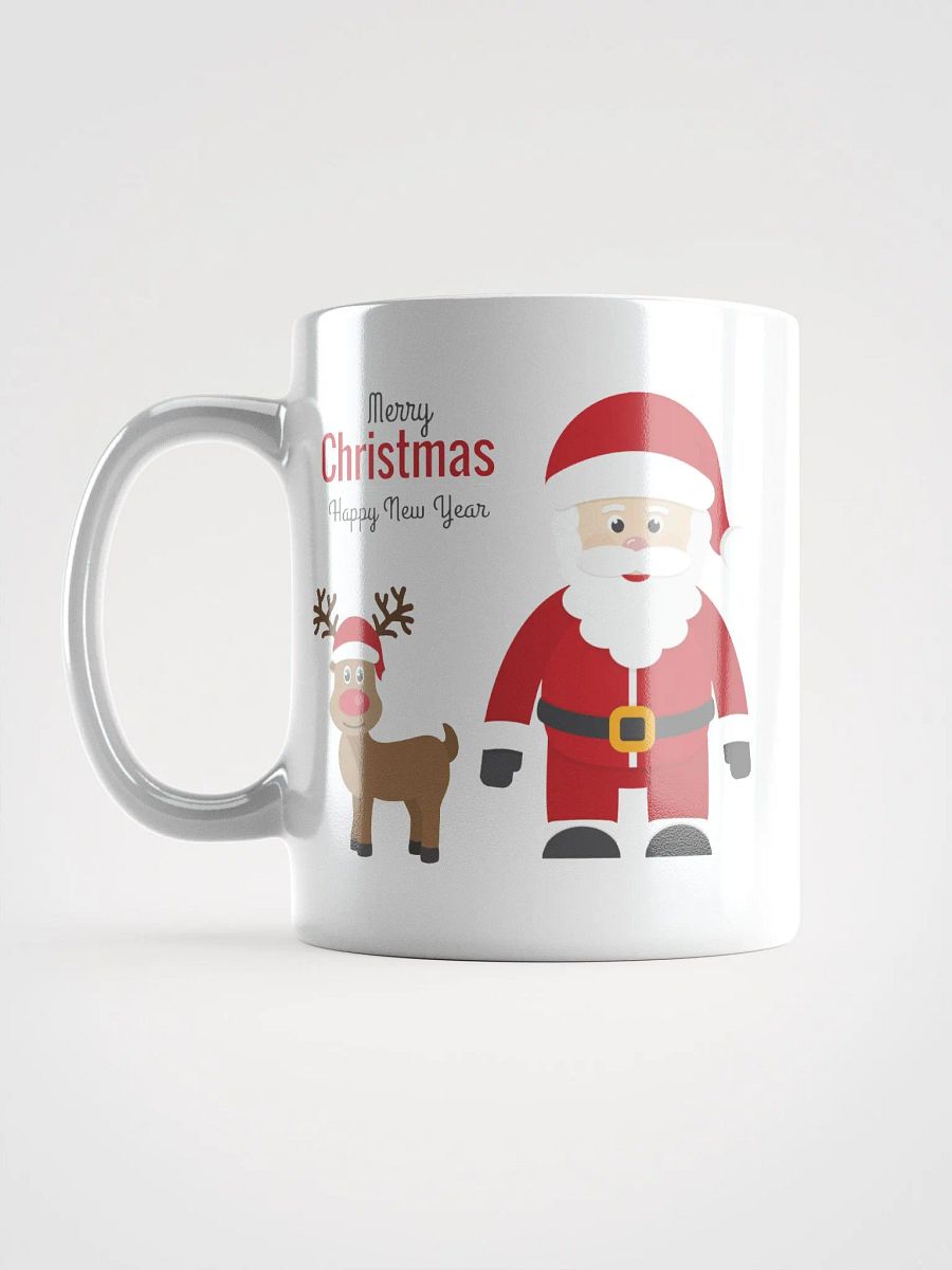 Happy Christmas Santa clause Mug with Reindeer white shiny mug product image (6)