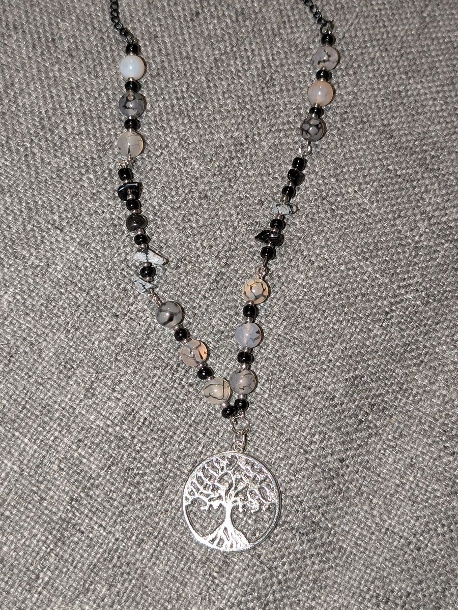 Crackle Agate & Black Obsidian Crystal Choker! product image (1)