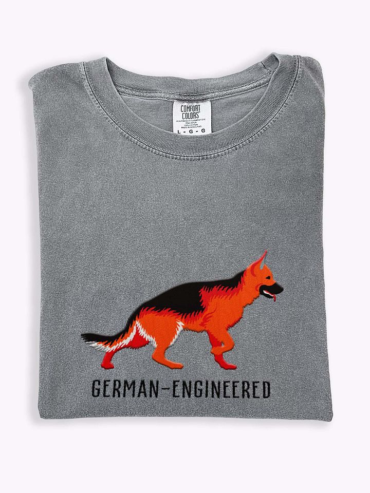 German-Engineered T-Shirt(Embroidered) of a German Shepherd(Red & Black) product image (1)