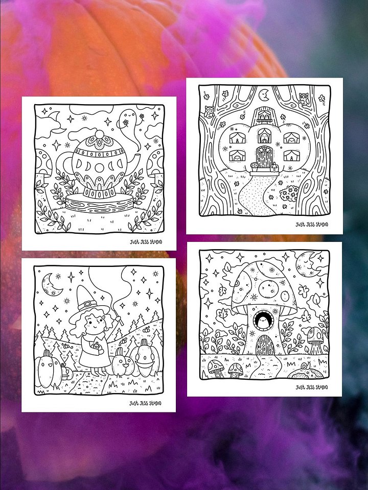 Spooky Cute Coloring Page Bundle - Digital Download product image (1)