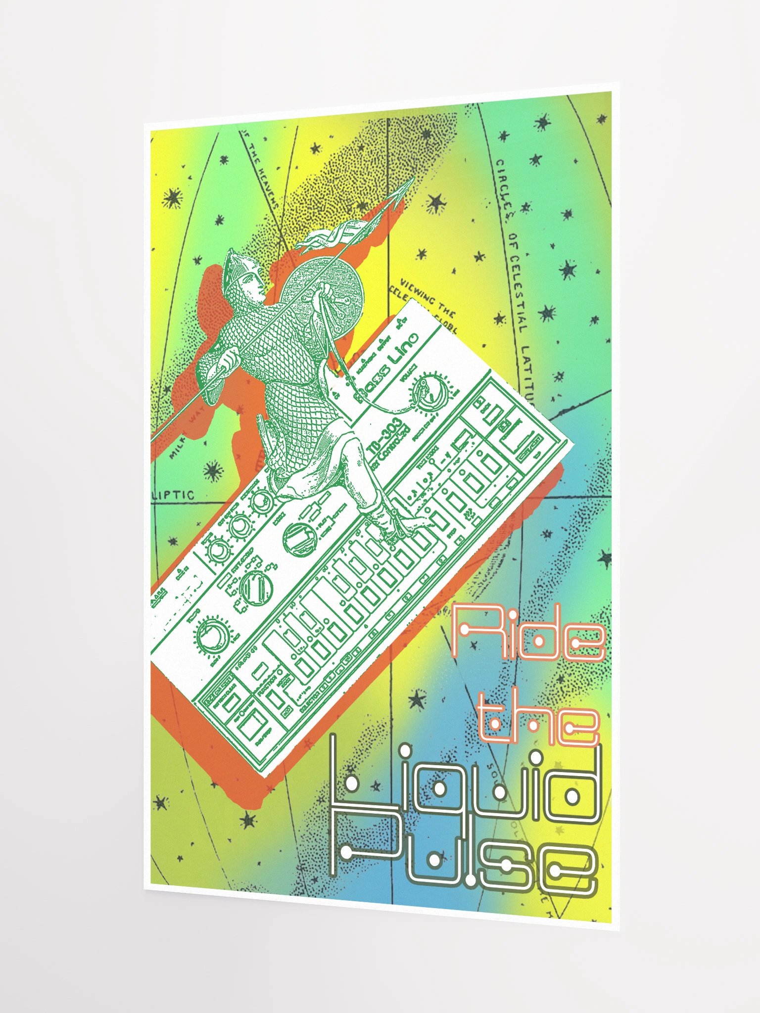 Ride the Liquid Pulse, TB303 tribute, by Frank Fonik, Techno EDM Matte Paper Poster product image (2)