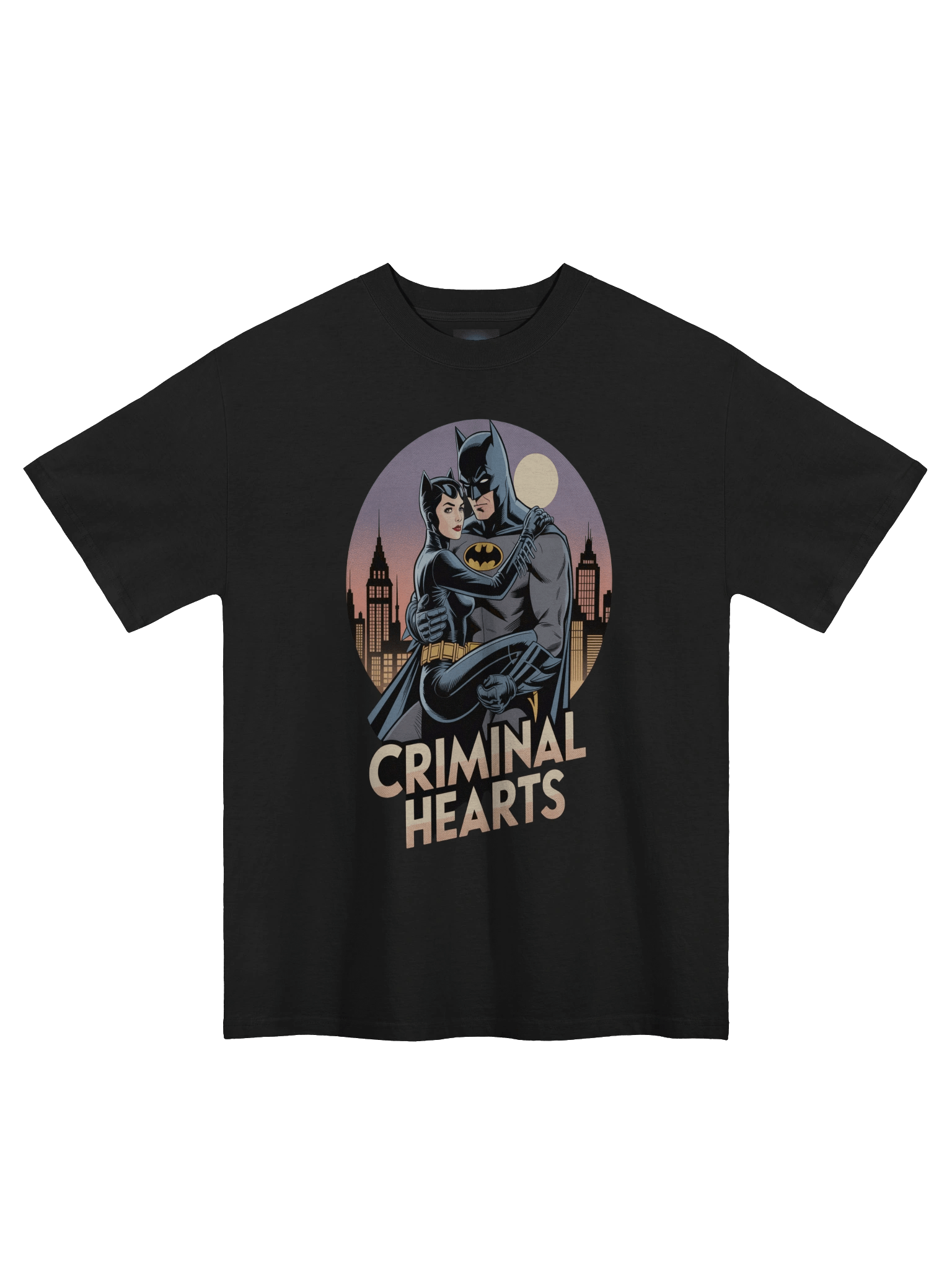 Criminal Hearts: Batman & Catwoman Forbidden Embrace Oversized Faded T-Shirt product image (3)