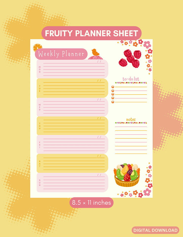 Fruity Weekly Planner Sheet product image (1)