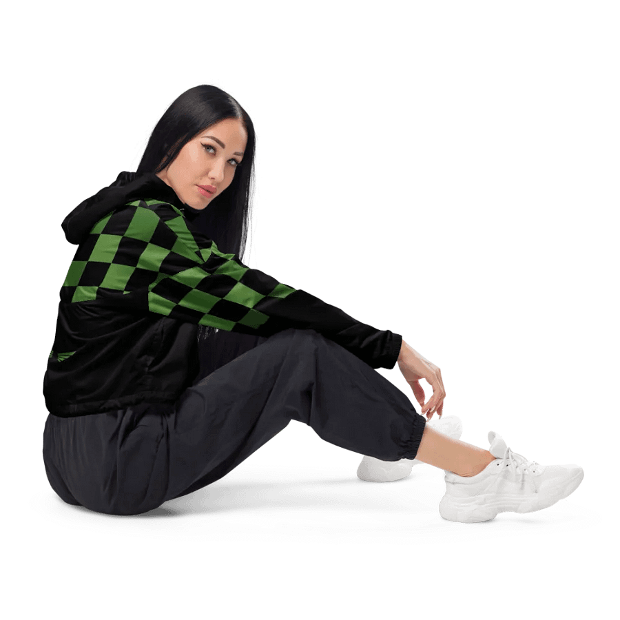 Tanjiro Kamado Checkered Pattern Crop Hoodie Windbreaker product image (6)