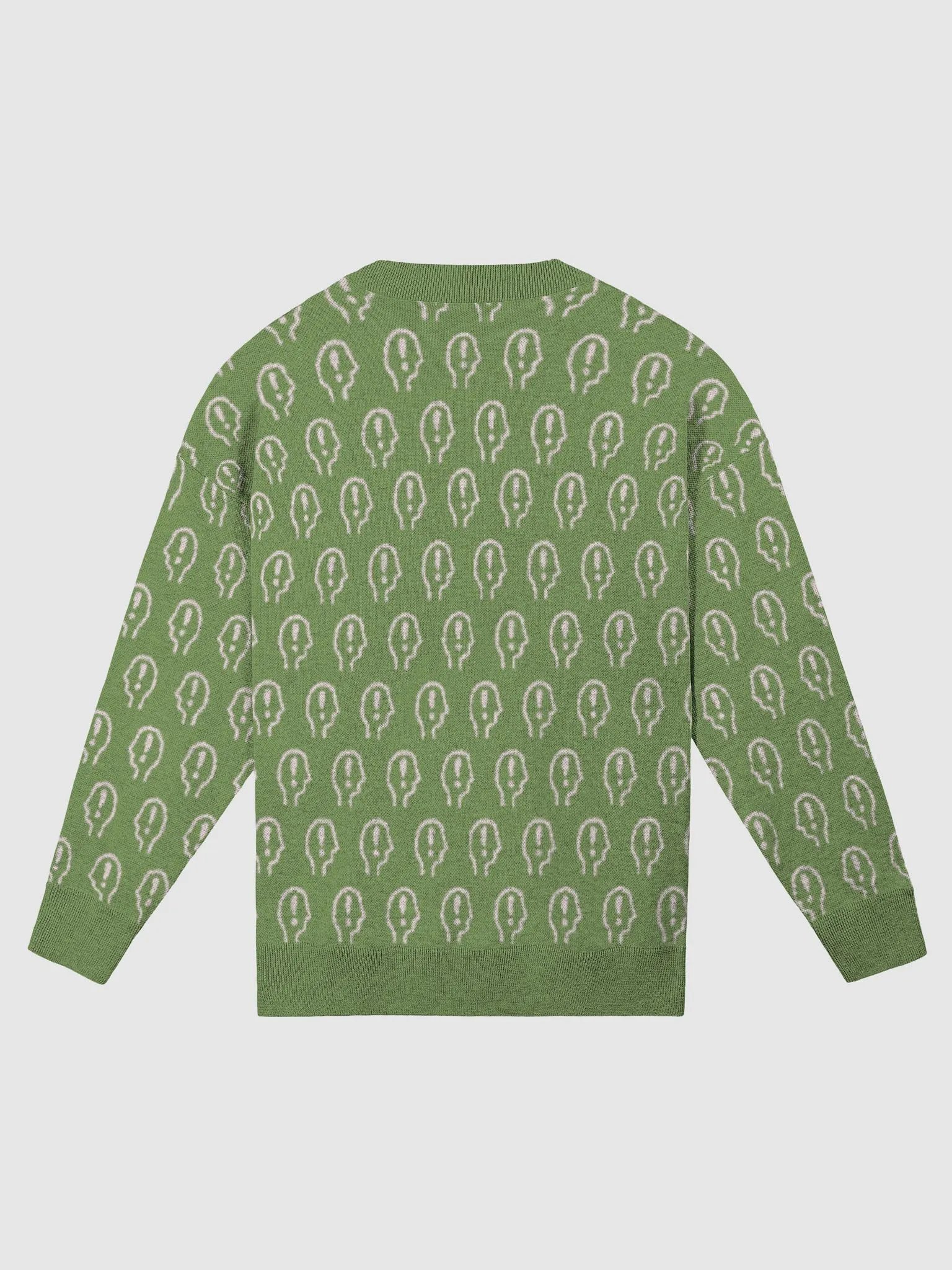 EXCLAIMING MENTALLY (repeating design, green and pink) relaxed knitwear crewneck product image (7)
