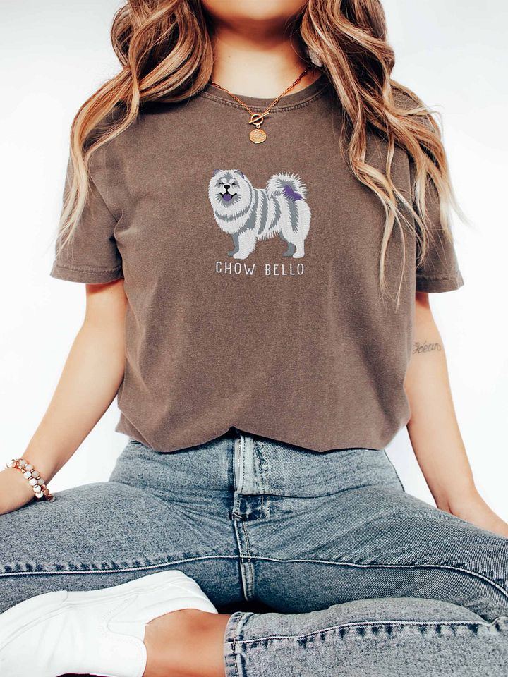 Chow Bello T-Shirt(Embroidered) of a Chow Chow(White) product image (2)