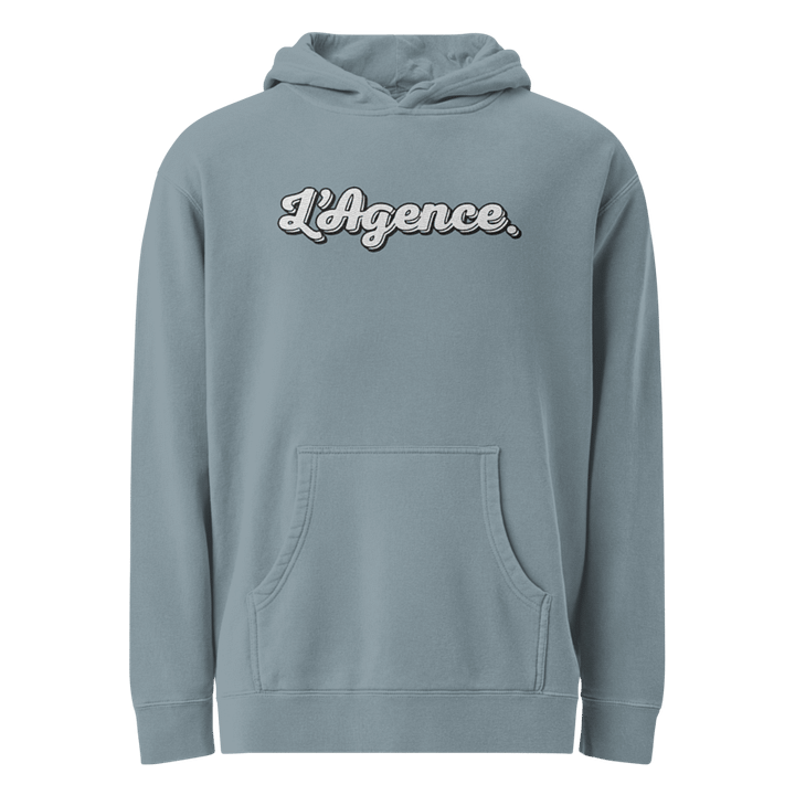 L'AGENCE EMBROIDERED HOODIE SLATE BLUE product image (1)