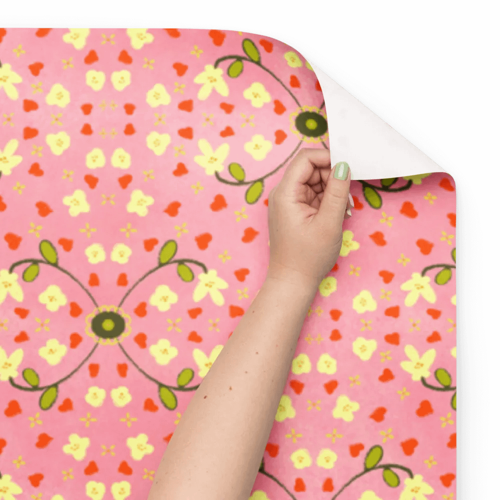 Hearts and Flowers Pink Wrapping Paper product image (9)