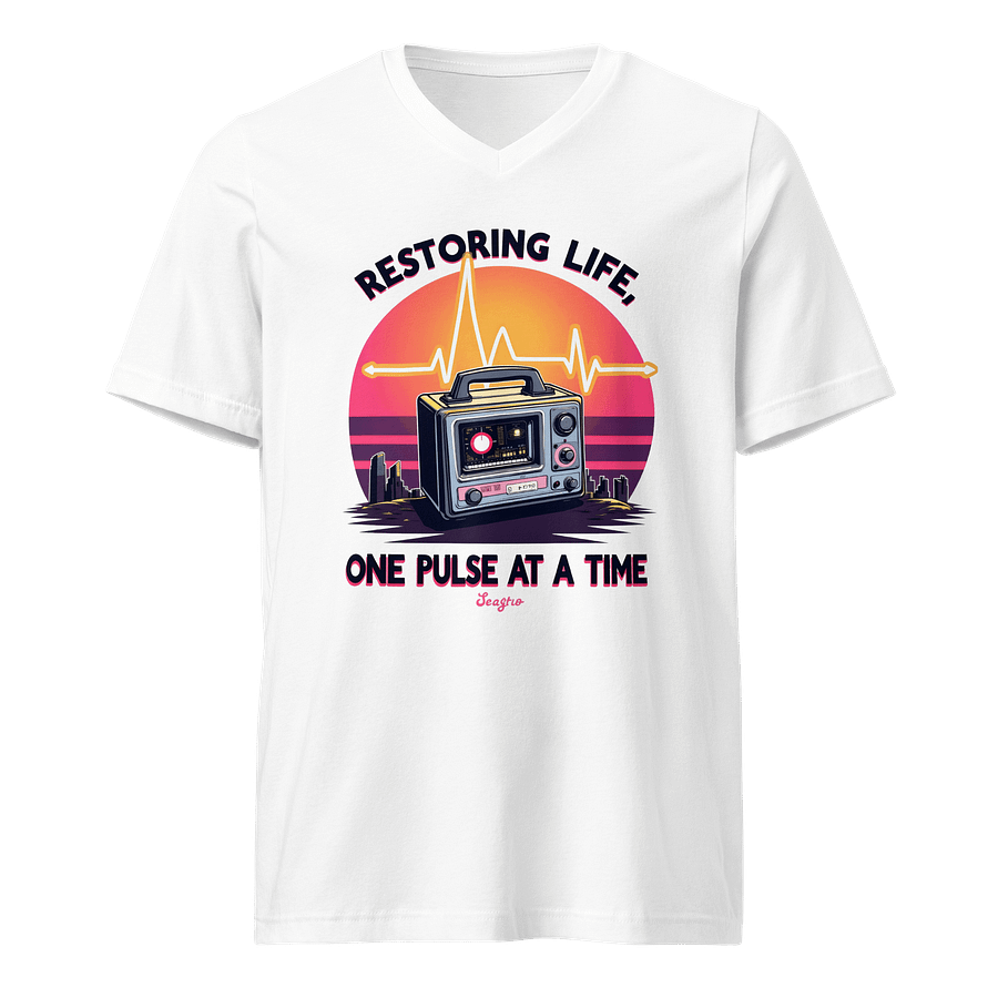 Retro Defibrillator 'Restoring Life' V-Neck Tee product image (1)