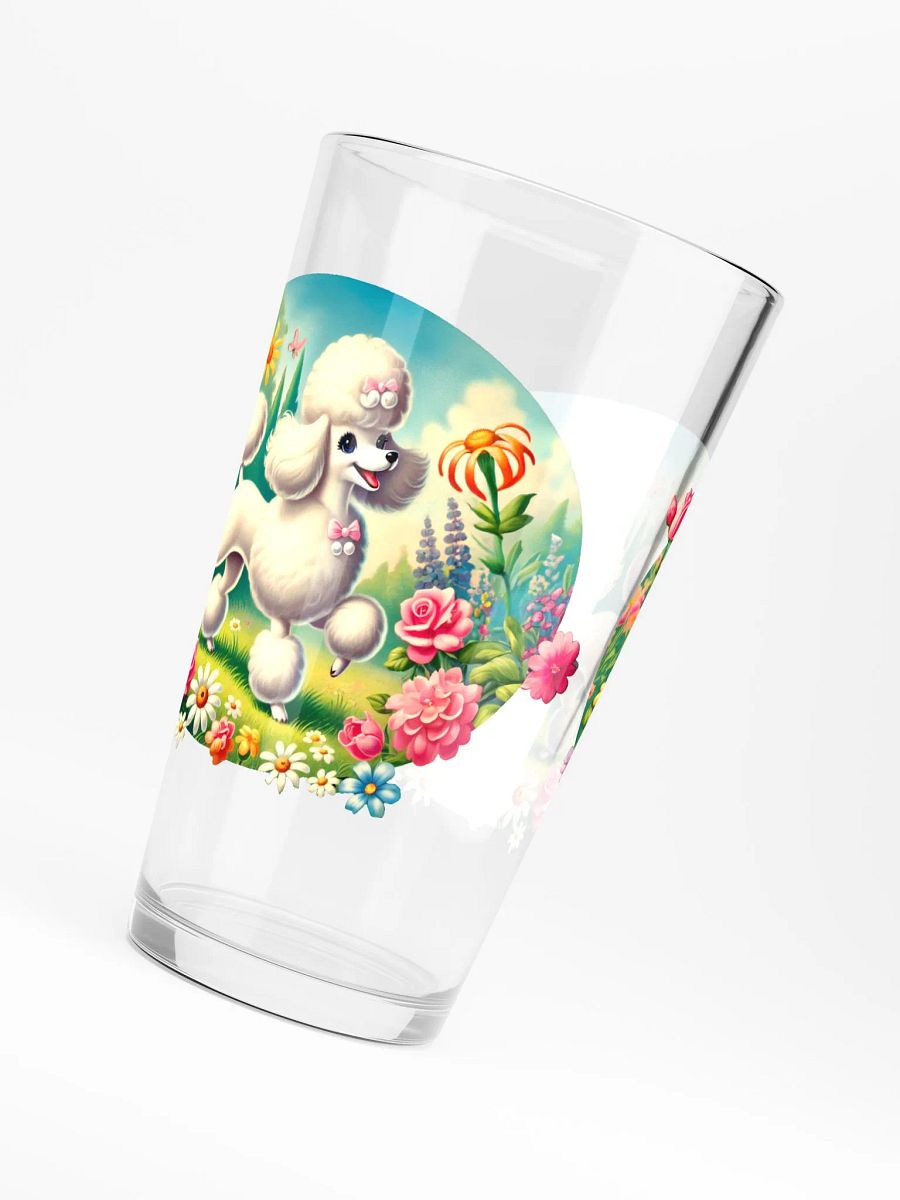 Adorable Poodle in Floral Garden 16 oz Glass product image (6)