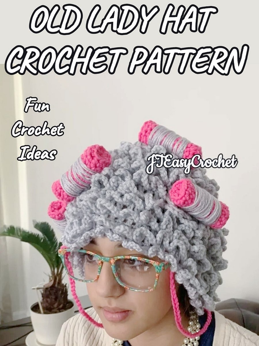 Old Lady Wig Crochet Pattern, Grey Hair Wig, Granny Wig Pattern with Curlers product image (4)
