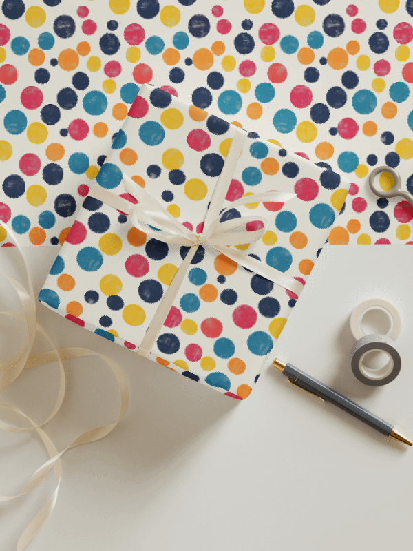 Polka Dot Illusion Vintage Retro Matte Wrapping Paper Sheets product image (1)