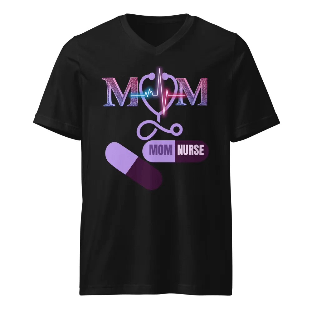 Mom Nurse Heartbeat V-Neck Tee product image (1)