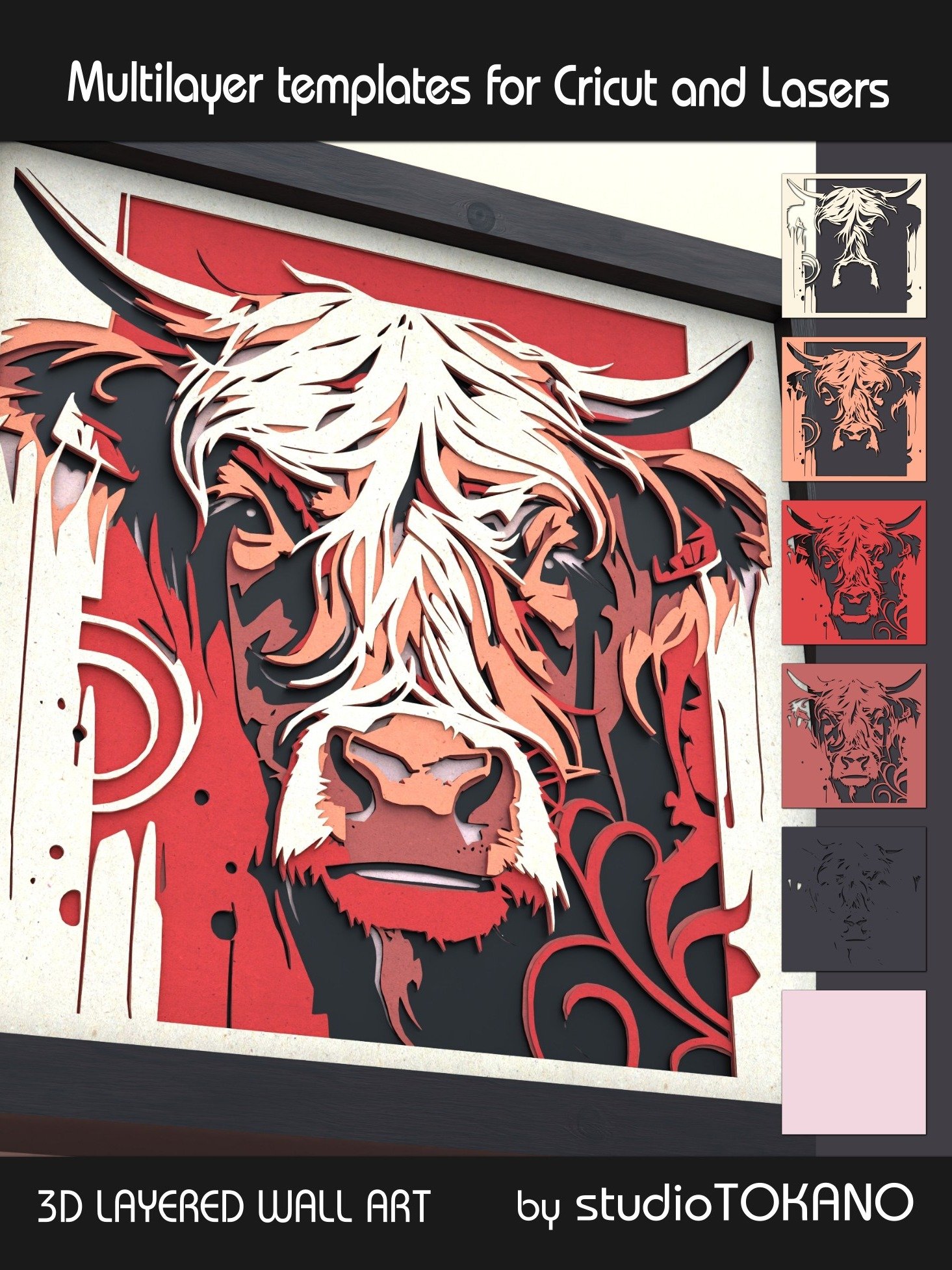Highland Cow 3D Layered SVG product image (5)