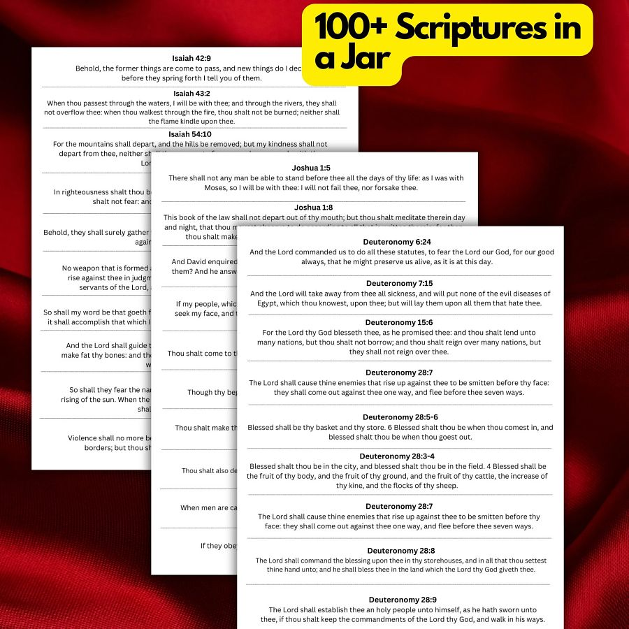 Scriptures in a Jar Printable DIY | Bible verses to make your own scriptures in a jar. 100+ scriptures ready to print and cut product image (1)