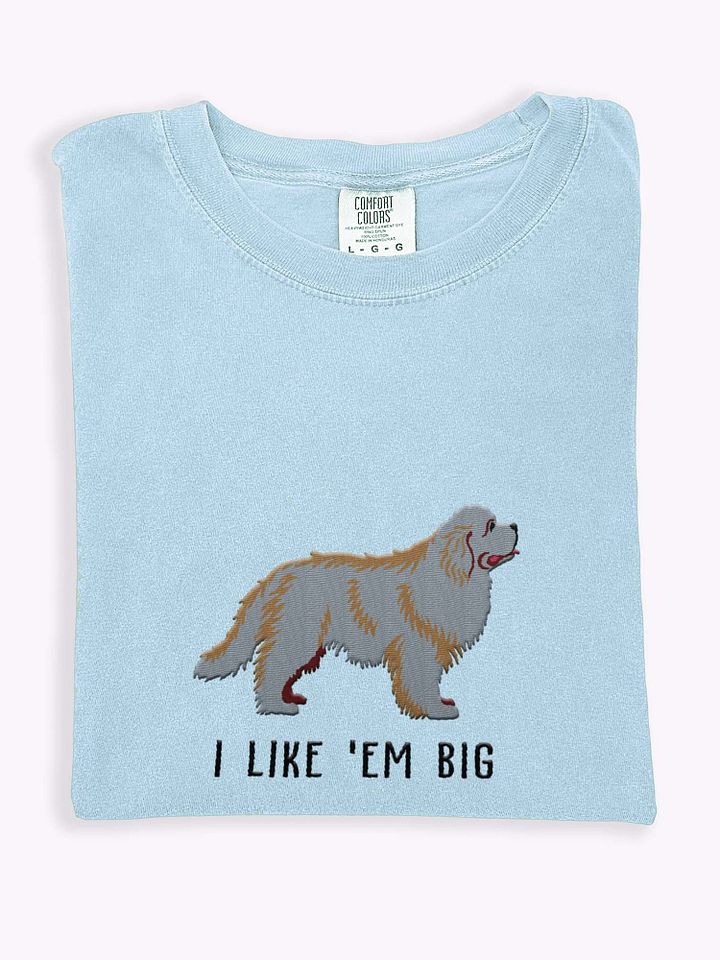 I Like 'Em Big T-Shirt(Embroidered) of a Newfoundland(Grey) product image (1)