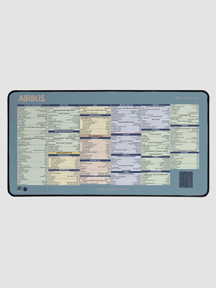 A320 Keyboard & Mouse Mat – Flight Checklist & Speed Guide product image (1)