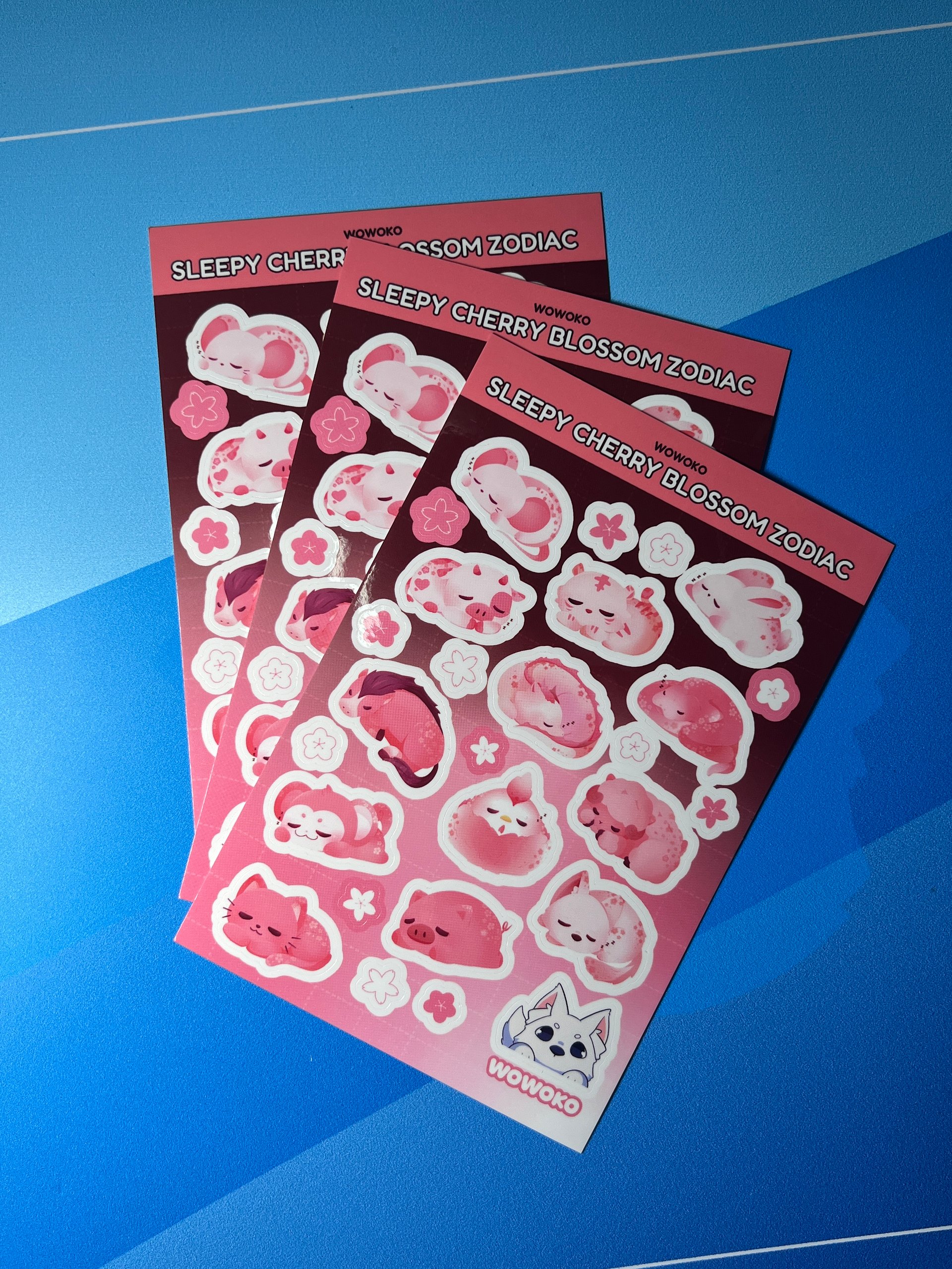 WoWoKo x Potato Fighters - Sleepy Cherry Blossom - Sticker Sheet product image (2)