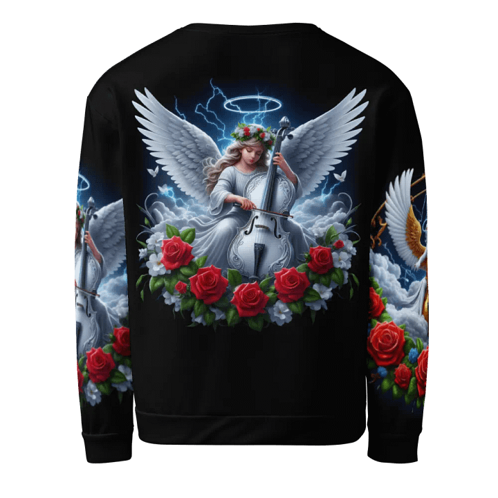 Angels making Music with a Cello - All-Over Unisex Sweatshirt #1 product image (2)