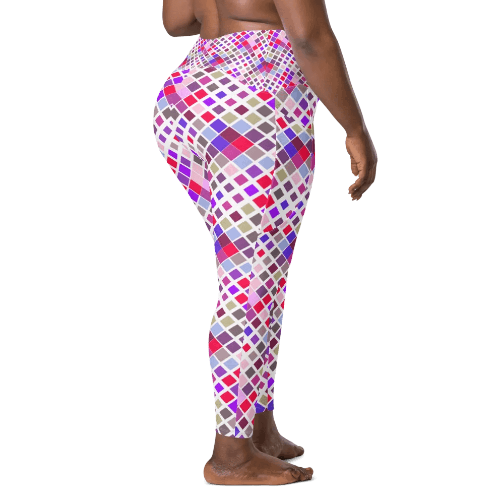 Colorful Square Pattern Design Leggings with Pocket - v12 product image (3)