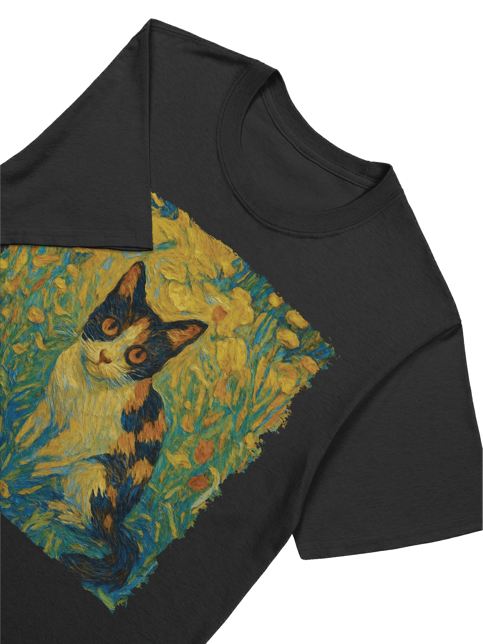 Black Orange Cute Cat Van Gogh Styele T-Shirt product image (82)