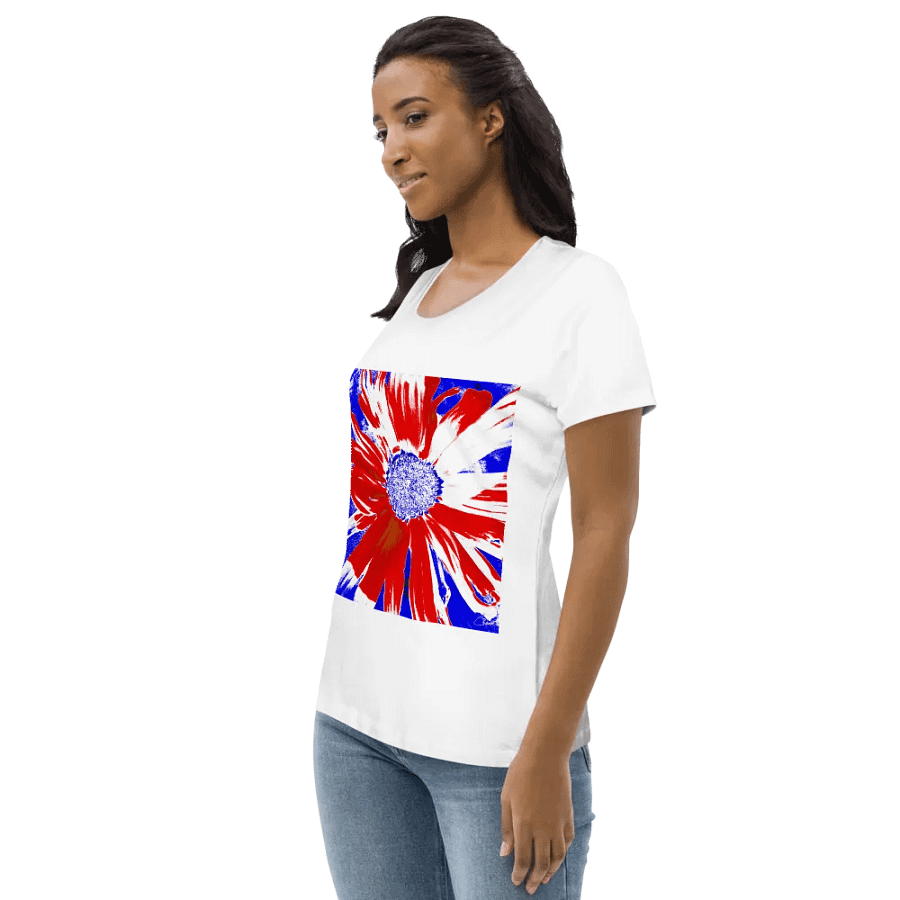 Navy, Red and White Daisy on Navy Abstract Background Women's T Shirt product image (8)