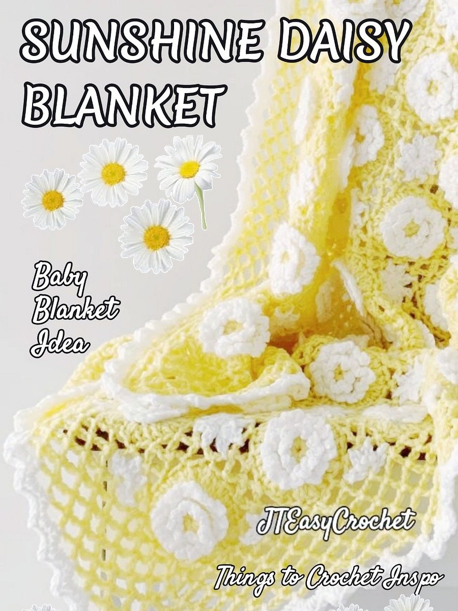 Sunshine Daisy Flower Motif Baby Blanket Crochet Pattern, Crochet Flower Blanket Baby Gift product image (8)