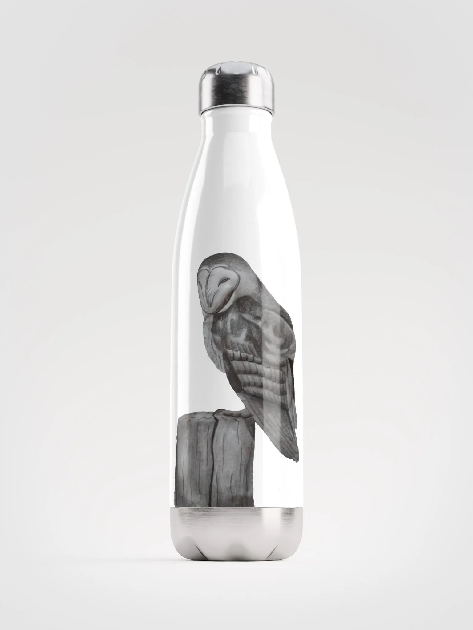 Barn Owl Drawing Water Bottle product image (1)
